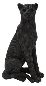Statua Leopardo Seduto Nero 15x10x27 cm in Poliresina