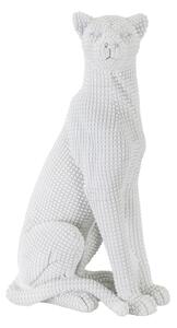 Statua Leopardo Seduto Bianco 15x10x27 cm in Poliresina