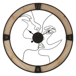 Orologio da Muro Couple Ø 60x3 cm in Ferro e Legno