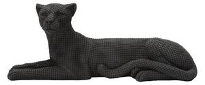 Statua Leopardo Sdraiato Nero 38x12,5x15,3 cm in Poliresina