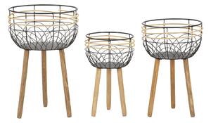 Set 3 Porta Vasi Oporto Ø 35x54,5-30x48-25x41,5 cm in Rattan