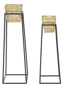 Set 2 Porta Vasi Square Ø 23x70-20x60 cm in Ferro
