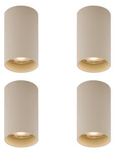 Set di 4 faretti moderni beige da superficie GU10 50mm rotondi - Tuba