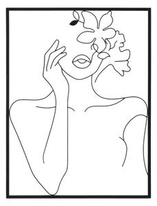 Pannello da Muro Woman With Flowers 60x1x80 cm in Ferro