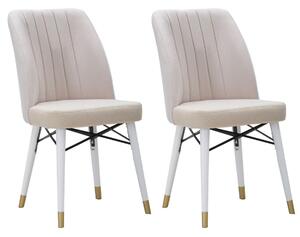 Set 2 Sedie Bella Crema 50x49x92,5 cm in Ferro e Legno