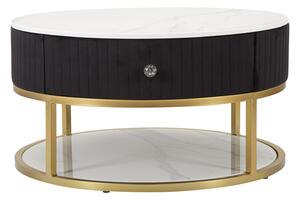 Tavolo da Caffe' Montpellier Nero Ø 75x36 cm in Ferro Legno