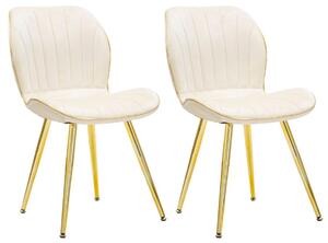 Set 2 Sedie Paris Space Crema e Oro 46x58x77 cm in Legno e Ferro