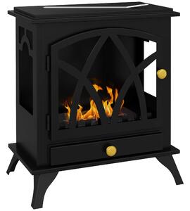 Camino a Bioetanolo da Pavimento 45x28x54 cm Bruciatore 1,2L Nero
