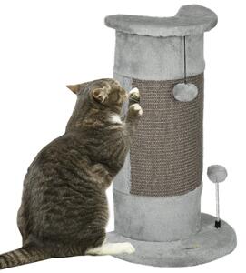 Albero Tiragraffi per Gatti max 5 Kg 34x25,5x58 cm con 2 Palline in Peluche e Sisal Grigio