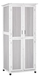 Casetta Box da Giardino 77x58x175 cm Porta Attrezzi in Legno Grigio