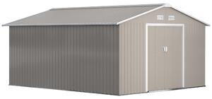 Casetta Box da Giardino 340x386x200 cm Porta Attrezzi in Acciaio e Polipropilene Grigio