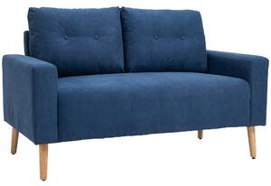 Divano 2 Posti 145x76x88 cm in Tessuto Trapuntato Blu