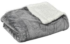 Coperta Plaid Dubleface 203x152x0,5 cm in Flanella 220 GSM e Sherpa 260 GSM Grigio