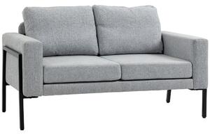 Divano 2 Posti 138x70x83,5 cm in Tessuto Effetto Lino Grigio