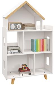 Libreria per Bambini 65x25x108,5 cm in MDF e Legno di Pino Bianco