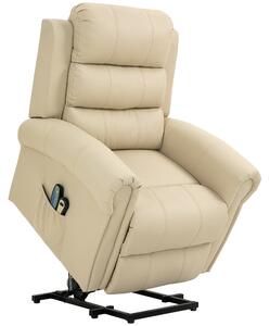 Poltrona Alzapersona Elettrica Massaggiante 98x96x105 cm in Similpelle Crema