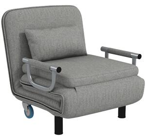 Poltrona Letto Singolo Chaise Longue 78x72x83 cm in Tessuto Grigio
