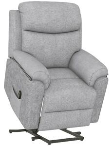 Poltrona Alzapersona Elettrica 83x89x102 cm in Poliestere effetto Lino Grigio