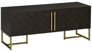 Mobile TV max 55” 120x39x50 cm con 2 Armadietti in Legno e Metallo Marrone e Oro