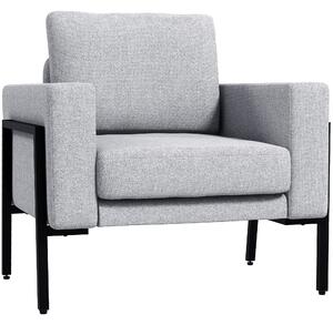 Poltrona Imbottita 82x70x83,5 cm in Poliestere Grigio Chiaro