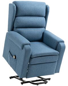 Poltrona Alzapersona Elettrica 85x88x109 cm in Tessuto Effetto Lino Blu