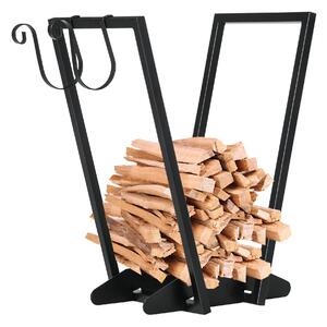 Scaffale Portalegna con Ganci 45x32x58 cm in Acciaio Nero