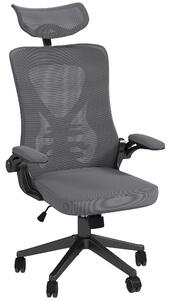 Sedia Poltrona Direzionale da Ufficio 65x64x120-130 cm in Tessuto a Rete Grigio Scuro