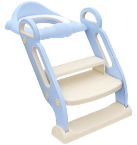 Riduttore Water con Scaletta Pieghevole 67,9x42,8x51,5 cm con Maniglie e Cuscino Rimovibile Azzurro