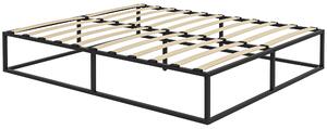 Struttura Letto Matrimoniale 190x160x35 cm con Doghe in Compensato e Contenitore Inferiore Nero