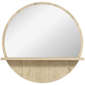 Specchio Bagno Rotondo Ø45x10 cm con Ripiano Portaoggetti in Truciolato