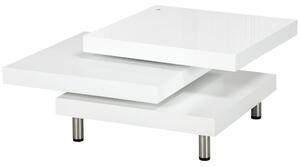 Tavolino da Caffè 3 Livelli 60x60x33,5 cm 2 Piani Rotanti in MDF Bianco