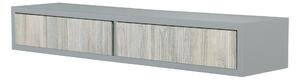 Mensola da Parete con 2 Cassetti 88,2x13,4x20 cm in Fibra di Legno Domino Sasso e Rovere Grigio