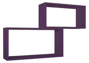 Set 2 Mensole Cubo da Parete Rettangolare in Fibra di Legno Bislugno Viola Melanzana