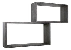 Set 2 Mensole Cubo da Parete Rettangolare in Fibra di Legno Bislungo Rovere Scuro