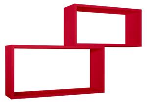 Set 2 Mensole Cubo da Parete Rettangolare in Fibra di Legno Bislungo Rosso