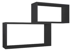 Set 2 Mensole Cubo da Parete Rettangolare in Fibra di Legno Bislungo Nero