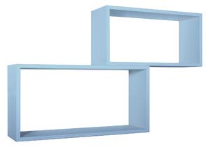 Set 2 Mensole Cubo da Parete Rettangolare in Fibra di Legno Bislungo Blu Baltico