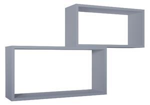 Set 2 Mensole Cubo da Parete Rettangolare in Fibra di Legno Bislungo Grigio
