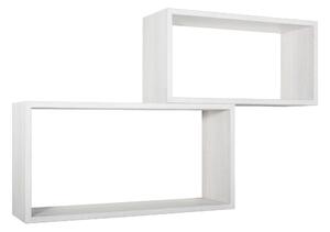 Set 2 Mensole Cubo da Parete Rettangolare in Fibra di Legno Bislungo Rovere Sbiancato