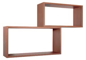 Set 2 Mensole Cubo da Parete Rettangolare in Fibra di Legno Bislungo Ciliegio