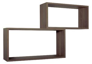 Set 2 Mensole Cubo da Parete Rettangolare in Fibra di Legno Bislungo Noce