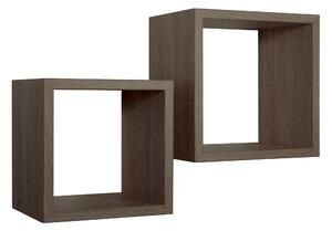 Set 2 Mensole Cubo da Parete Quadrato in Fibra di Legno Q-Bis Maxi Noce
