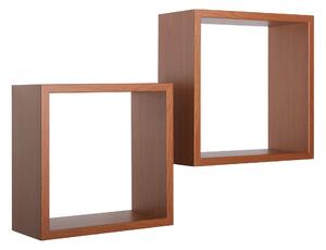 Set 2 Mensole Cubo da Parete Quadrato in Fibra di Legno Q-Bis Ciliegio