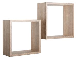 Set 2 Mensole Cubo da Parete Quadrato in Fibra di Legno Q-Bis Rovere Sagerau