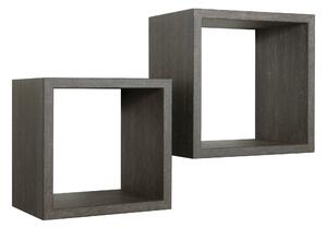 Set 2 Mensole Cubo da Parete Quadrato in Fibra di Legno Q-Bis Maxi Rovere Scuro