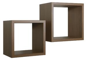 Set 2 Mensole Cubo da Parete Quadrato in Fibra di Legno Q-Bis Maxi Rovere Tabacco