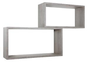 Set 2 Mensole Cubo da Parete Rettangolare in Fibra di Legno Bislungo Rovere Grigio New