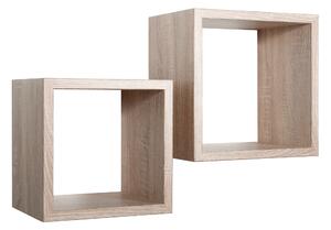 Set 2 Mensole Cubo da Parete Quadrato in Fibra di Legno Q-Bis Maxi Rovere Naturale/Sagerau