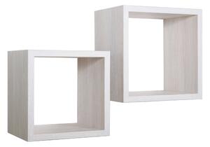 Set 2 Mensole Cubo da Parete Quadrato in Fibra di Legno Q-Bis Maxi Rovere Sbiancato