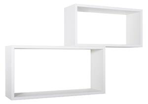 Set 2 Mensole Cubo da Parete Rettangolare in Fibra di Legno Bislungo Bianco